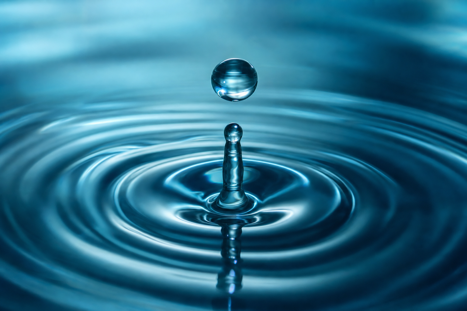 Close-up of a water droplet rippling on a still surface